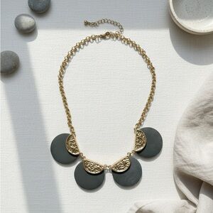 Gold and Grey Textured Chunky Necklace